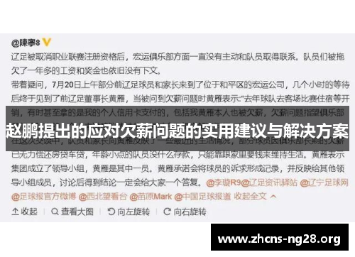 赵鹏提出的应对欠薪问题的实用建议与解决方案
